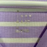 A New Day Women’s Round Neck Ribbed Short Sleeve Tee Purple & White Stripe NWT Photo 3