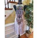 One World  Summer Sleeveless Dress Stretch Knit Purple Multi Medium Photo 4