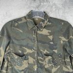 ZARA Woman Shirt Womens Large Green Brown Camo Studs Grunge Urban Streetwear Photo 3