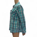 Ariat  REAL Plaid Western Button Up Shirt Turquoise Purple Womens Large Photo 1