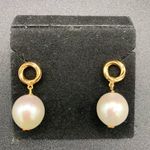Freshwater Pearl Dangle Drop Earrings Gold Over Sterling Silver Photo 0