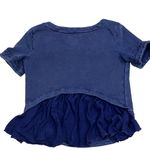 Anthropologie  Saturday Sunday Blue Embroidered Ruffle Sweatshirt size Small Photo 6