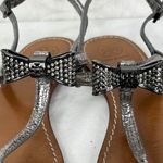 Tory Burch  Bryn Silver‎ Pave Bow Thong Sandal SIze 7.5 Photo 2