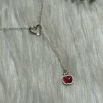 Disney  apple red rhinestones heart silver tone Necklace Photo 0