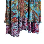 Go Gal Blue Halter Paisley Floral Print Silk Smocked Boho Maxi Dress Size XS Photo 3
