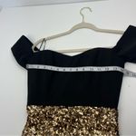 Dress the Population  Bailey Sequin Dress Womens‎ XS Black Gold Bodycon Midi NWOT Photo 7