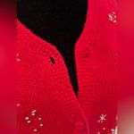 SEGUE Red Knit Snowman Xmas Christmas Holiday Cardigan Women’s Small Photo 5
