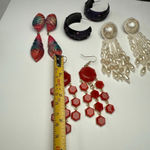 Large Dangle Drop & Hoop Statement Pierced Earrings Lot Of 4 Some Handmade Photo 4