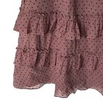 Rachel Parcell Tiered Ruffle Midi Skirt Size 10 Chiffon Flocked Tan Black Dots Photo 2