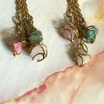 Gold tone chain Quartz post drop earrings Photo 1