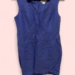 Cute vintage 90’s periwinkle linen blend square neck sheath mini dress Blue Size L Photo 3