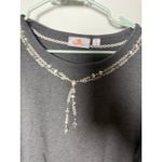 Quacker Factory  Gray Beaded 3/4 Sleeve Embellished Glam T-shirt Women's XL Photo 3