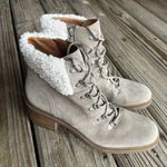 Lucky Brand Demia Lace Up Hiker Booties Woman's 9.5 Dune Oiled Suede Faux Collar Photo 0