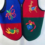 Modern Women Ugly Christmas‎ Sweater Vest 100% Boiled Wool Grannycore Sz 18/20 Blue Photo 1