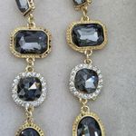 Boutique Statement Long Glam Earrimgs Gold with Smokey Grey Photo 2