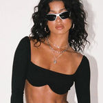 Princess Polly  black long sleeve crop top size 2 Photo 0