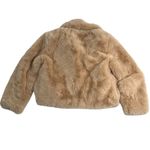 MINKPINK Faux Fur Anya Jacket Coat L Tan Fuzzy Plush Cozy Mobwife Party Retro Photo 9