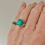 Boutique “Dixie” Southwestern Blue Turquoise Silver Ring 6.5 Cowgirl Maximalist Photo 4