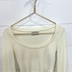 Urban Outfitters  Cropped Ribbed Cream Long Sleeve Top Small Photo 1