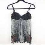 Victoria's Secret VTG Victoria’s Secret black & pink laced teddy‎ Photo 4