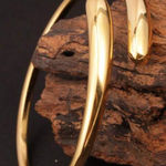 Gold Bypass Minimalist Bracelet, Sculptural Open Bangle, Modern Polished Metal Photo 0