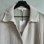 NEW Naked Cashmere Wren Crochet Short Sleeve Cashmere Shirt in Alabaster Medium White Photo 4