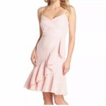 J.Crew  Soft Pink White Seersucker Ruffle Dress Size 8 Preppy Coastal Photo 1