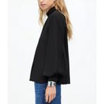 Madewell Turtleneck Long-Sleeve Top Chiffon Black Size Medium Photo 1