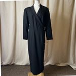 Vintage Oberon Black Wrap Style Maxi Dress Gold Buttons Long Sleeve Size 12 Photo 1