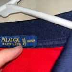 Red and Navy Striped Polo Shirt Size M Photo 5