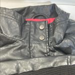 Black Faux Leather Jacket with Pink Lining Size L Photo 15