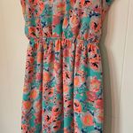 Lush Clothing Lush faux wrap mini dress spaghetti straps teal orange floral women’s size Small Photo 4