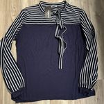 Zeagoo  NWT 4X Navy and White long sleeve shirt with tie pit to pit 21, length 25 Photo 0