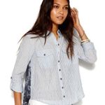 Free People Party in the Back Button Down Lightweight Top Blouse Medium Photo 0