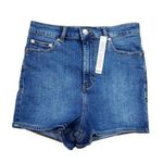 ASOS High Rise Lift and Contour Jean Shorts Mid Blue Stretch US 6 UK 10 Shortie Photo 0
