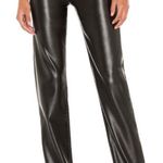 ANINE BING  Kat black high waist straight leg button fly vegan leather pants 2 Photo 0