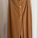 Vintage OOAK high waisted Brown wrap maxi skirt gold button closing large Photo 13