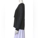 Tibi  Black Layer Blouse W Sheer  Long Sleeves Button Back  Silk Top Wool Size 4 Photo 1