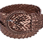 White House | Black Market New VTG Y2K  Woven Braid Wide Belt Bronze Leather Boho y2k Photo 0