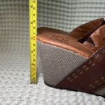 Lucky Brand  Y2K Chunky Women's Brown Leather Wedge Sandals Studded Straps Size 8 Photo 6