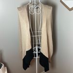 Wooden Ships  Womens S/M Cotton Blend Open Cardigan Sweater Tan & Black Open Knit Photo 1