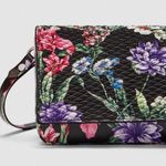 ZARA NWT  Black Floral Mini Quilted Flap Crossbody Bag Bloggers Fav Photo 1