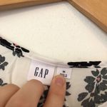 Gap Patterned V-Neck Blouse White Black Floral Boho Long Sleeve Tie Neck Blouse Photo 4