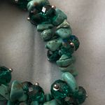 Stretch Bracelet 7” To 9.5” Turquoise Small Rock Shaped Beads With Green Beads Photo 3
