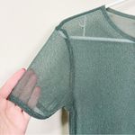 Brandy Melville  Women's Olive Moss Shimmer Stretchy Mesh Fitted Crop Top Sz M Photo 1