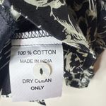 Mille Resort Travel Florian Button Front Blouse Small Black Hibiscus Top Cotton Photo 6