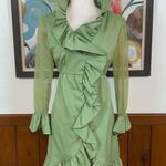 Adorable Vintage 1970s Green Ruffle Mini Dress! Size 14 Photo 0