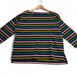 J.Crew  Womens Navy Multi Colored Striped Preppy 3/4 Sleeve Cotton Shirt XL Photo 2