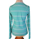 NWOT Cabana Life Green White Striped‎ Zipper Rashguard Long Sleeve Shirt Large Photo 1