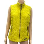 GH Bass and Co Quilted Vest Chartreuse Zip Front Fleece Collar Zip Pocket Medium Yellow Photo 2